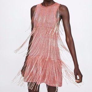 Zara Beaded Fringe Dress Glitter Flapper Dress